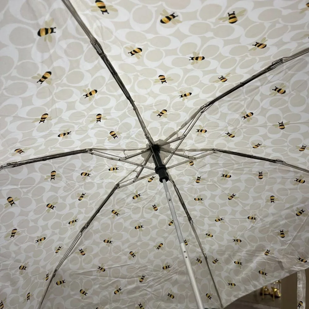 Coach Outlet Umbrella In Signature Bee Print - Picture 6 of 10